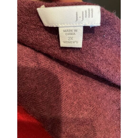 J.Jill Wool Blend Sweater Womens 2X Long Sleeve Asymmetric Hem Burgundy - Picture 4 of 5